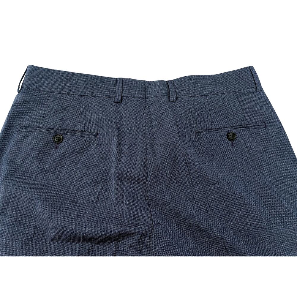 Ted Baker Karl Slim Fit 100% Wool Dress Pants, Micro Plaid Blue | 33 Short Unhem - Picture 9 of 14